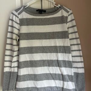 Gray and White Striped Sweater